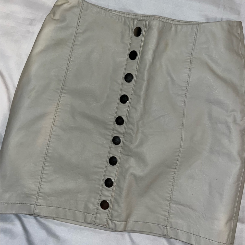 Free People white leather skirt
